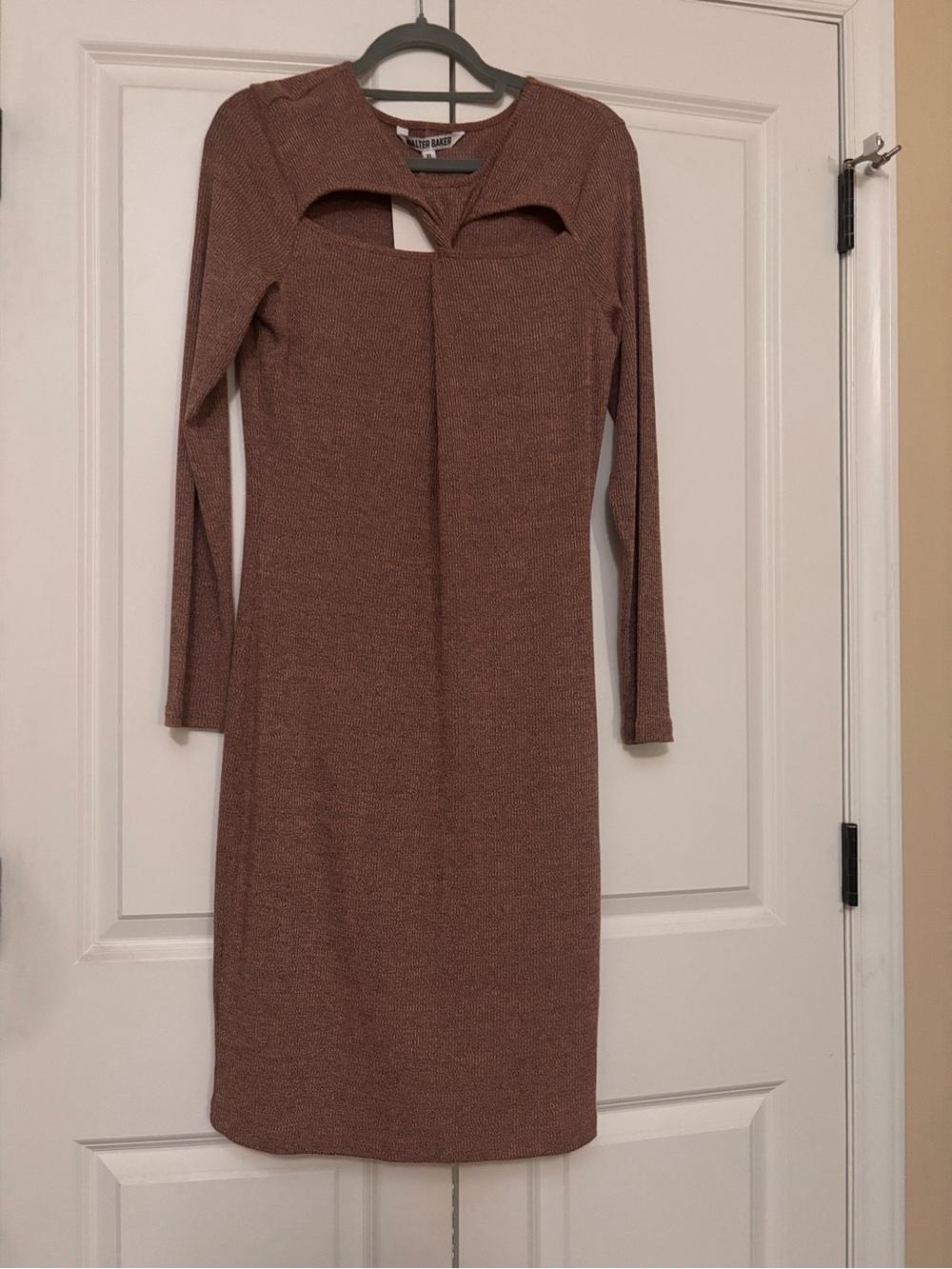 Walter Baker Rust Brown Long-Sleeve Knit Cutout Dress
